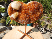 Citrine Crystal Cluster Heart Geode W/Stand, Crystal Citrine Heart Geode Cluster, Citrine Heart Crystal Geode, Heart Geode Crystal, Citrine