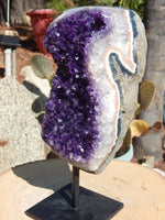 Amethyst Crystal Cluster Display with Stand, Crystal Amethyst Display Cluster, Cluster Amethyst Crystal Display, Amethyst Crystal