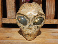 Bamboo Leaf Stone Carved Stone Alien 4.1&quot;, Crystal Bamboo Leaf Stone Alien, Bamboo Leaf Alien, Carved Bamboo Leaf Stone Crystal Alien