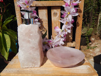 Rose Quartz Soap Dispenser w/ bowl, Crystal Rose Quartz Dispenser, Rose Quartz Stone Soap Dispenser, Rough Rose Quartz Dispenser w/bowl