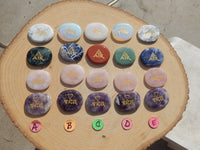 Engraved Elements Palm Stone Set, Gemstone Element Palm Stone Set, Element Palm Stones