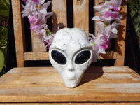 Howlite Crystal Carved Stone Alien 4.1&quot;, Crystal Howlite Alien, Howlite Stone Alien, Carved Howlite Crystal Alien