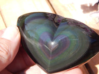 Rainbow Obsidian Heart Stone, Obsidian Rainbow Heart, Rainbow Heart Stone