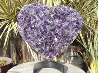 Amethyst Crystal Cluster Heart Geode W/Stand, Amethyst Heart Crystal, Heart Crystal Amethyst, Crystal Heart Geode