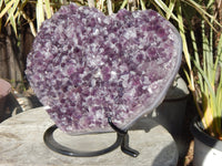 Amethyst Crystal Cluster Heart Geode W/Stand, Amethyst Heart Crystal, Heart Crystal Amethyst, Crystal Heart Geode