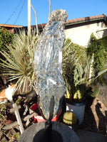 Blue Kyanite Raw w/Tourmaline & rotating stand, Kyanite Tourmaline Chakra Stone, Healing Crystal, Raw Kyanite, Kyanite tourmaline Display