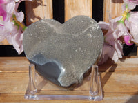 Rare** Gray Amethyst Crystal Cluster Heart Druzy Geode, Amethyst Heart Crystal, Heart Druzy Crystal Amethyst, Crystal Druzy Heart Geode