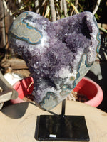 Amethyst Crystal Cluster Display with Stand, Crystal Amethyst Display Cluster, Cluster Amethyst Crystal Display, Amethyst Crystal