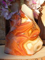 Polychrome Jasper Crystal Polished Flame, Polychrome Free Form Crystal Flame, Polychrome Jasper Flame Display, Polychrome Flame Free Form