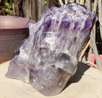 Chevron Amethyst Crystal Carved Double Skull Cluster, Amethyst Chevron Crystal Carved Double Skull, Chevron Amethyst Double Skull,