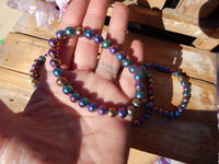 Aura Rainbow Hematite Crystal Bracelet, Rainbow Aura Hematite Crystal Bracelet, Titanium Hematite Bracelet, Rainbow Hematite Bracelet, Aura