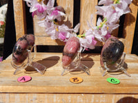 Rhodonite Crystal Heart Polished Heart Stone Puffy Heart, Rhodonite Crystal Heart, Crystal Rhodonite Heart, Rhodonite Stone Heart