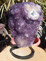 Amethyst Crystal Cluster Display with Stand, Crystal Amethyst Display Cluster, Cluster Amethyst Crystal Display, Amethyst Crystal