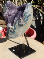 Amethyst Crystal Cluster Display with Stand, Crystal Amethyst Display Cluster, Cluster Amethyst Crystal Display, Amethyst Crystal