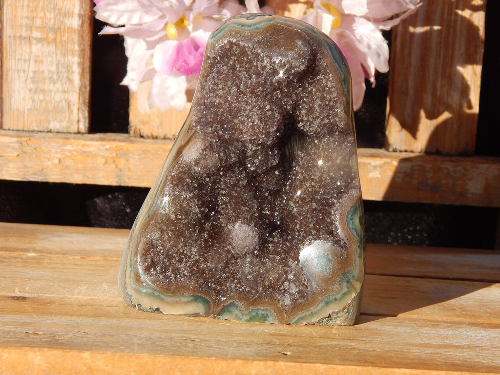 Amethyst Druzy Rainbow Crystal Cut Base, Druzy Crystal Rainbow Amethyst Cluster, Rainbow Druzy Amethyst Crystal Display, Rainbow Amethyst