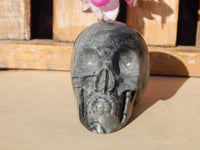 Network Jasper Crystal Carved Stone Skull 2&quot;, Crystal Network Jasper Skull, Stone Carved Network Jasper Skull, Carved Network Jasper Skull