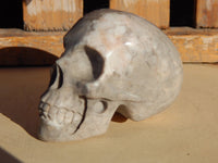 Rhodonite Crystal Carved Stone Skull 3&quot;, Carved Rhodonite Skull, Crystal Rhodonite Carved Skull, Rhodonite Stone Carved Skull