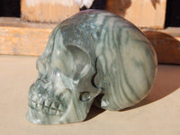 Green Jasper Crystal Carved Stone Skull 2&quot;, Crystal Green Jasper Skull, Stone Carved Green Jasper Skull, Carved Green Jasper Skull