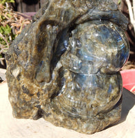 RARE**Labradorite 4 Skull Free Form Display, Polished Labradorite 4 Skull Crystal Free Form, 4 Skull Labradorite Free Form Crystal