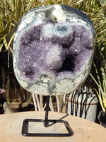 Amethyst Crystal Cluster Display with Stand, Crystal Amethyst Display Cluster, Cluster Amethyst Crystal Display, Amethyst Crystal
