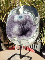 Amethyst Crystal Cluster Display with Stand, Crystal Amethyst Display Cluster, Cluster Amethyst Crystal Display, Amethyst Crystal