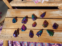 Aura Arrowhead 1.5&quot;, Rainbow Aura Arrowhead, Titanium Arrowhead, Rainbow Arrowhead, Arrowhead Aura, Arrowhead Titanium, Rainbow Aura