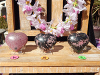 Rhodonite Crystal Heart Polished Heart Stone Puffy Heart, Rhodonite Crystal Heart, Crystal Rhodonite Heart, Rhodonite Stone Heart