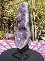 Amethyst Crystal Cluster Display with Stand, Crystal Amethyst Display Cluster, Cluster Amethyst Crystal Display, Amethyst Crystal