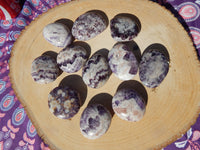 Chevron Amethyst Crystal Carved Palm Stone, Amethyst Chevron Crystal Polished Palm Stone, Chevron Amethyst Palm Stone, Palm Stone Amethyst