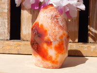 Carnelian Crystal Polished Free Form Flame, Crystal Carnelian Polished Stone Flame, Polished Carnelian Crystal Flame Free Form