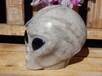 Pink Serpentine Marble Crystal Carved Stone Alien, Crystal Pink Serpentine Star Child, Pink Serpentine Crystal Alien