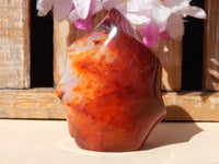 Carnelian Crystal Polished Free Form Flame, Crystal Carnelian Polished Stone Flame, Polished Carnelian Crystal Flame Free Form