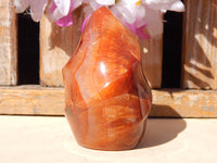 Carnelian Crystal Polished Free Form Flame, Crystal Carnelian Polished Stone Flame, Polished Carnelian Crystal Flame Free Form