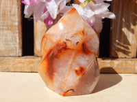 Carnelian Crystal Polished Free Form Flame, Crystal Carnelian Polished Stone Flame, Polished Carnelian Crystal Flame Free Form